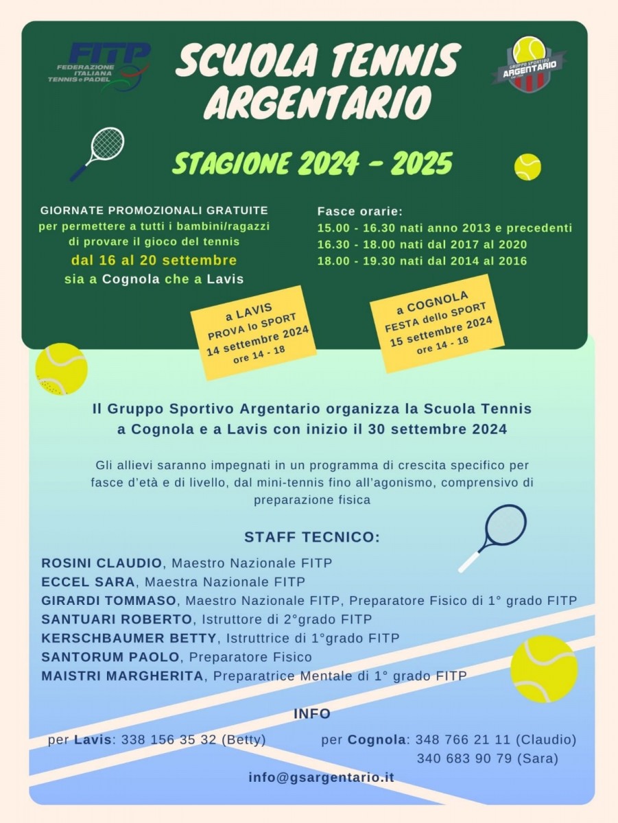 scuola tennis 2024 2025